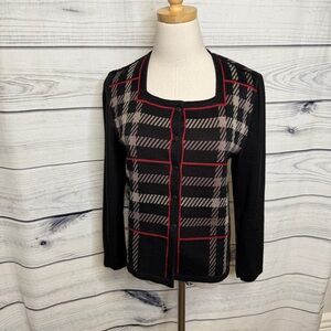 Vintage KRISS Sweden sweater, square neck, plaid pattern
